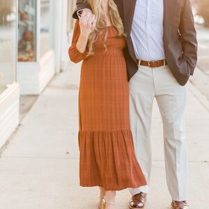 Lush Terracotta Open Back Midi Dress